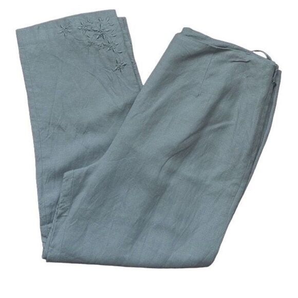 Annie Alexander Pants - Annie‎ Alexander Womens High Rise Pants Cropped Lined Embroidered Gray Size 10